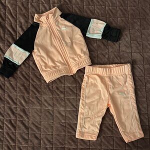 Puma Coral and Black Kids Tracksuit